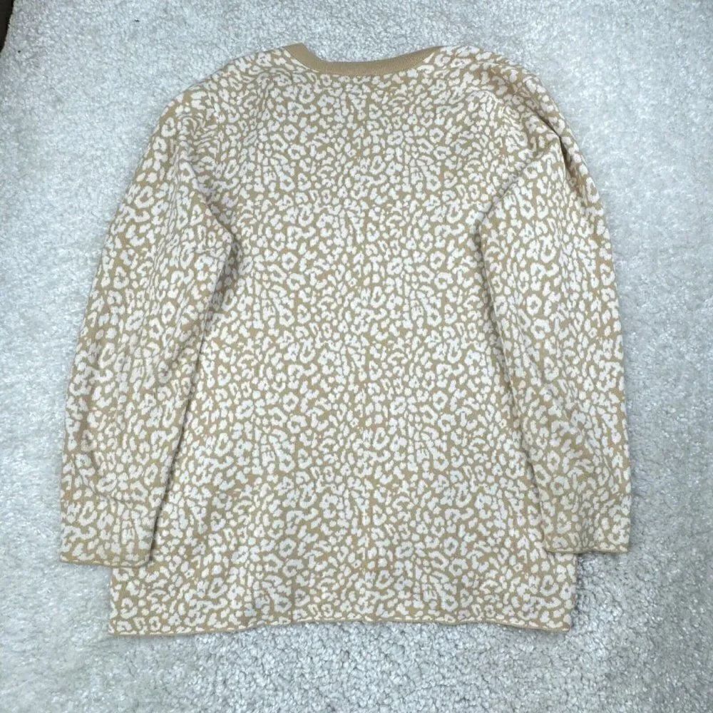 J. Crew Leopard Open Front Cardigan Sweater Cream/Tan - Picture 3 of 9